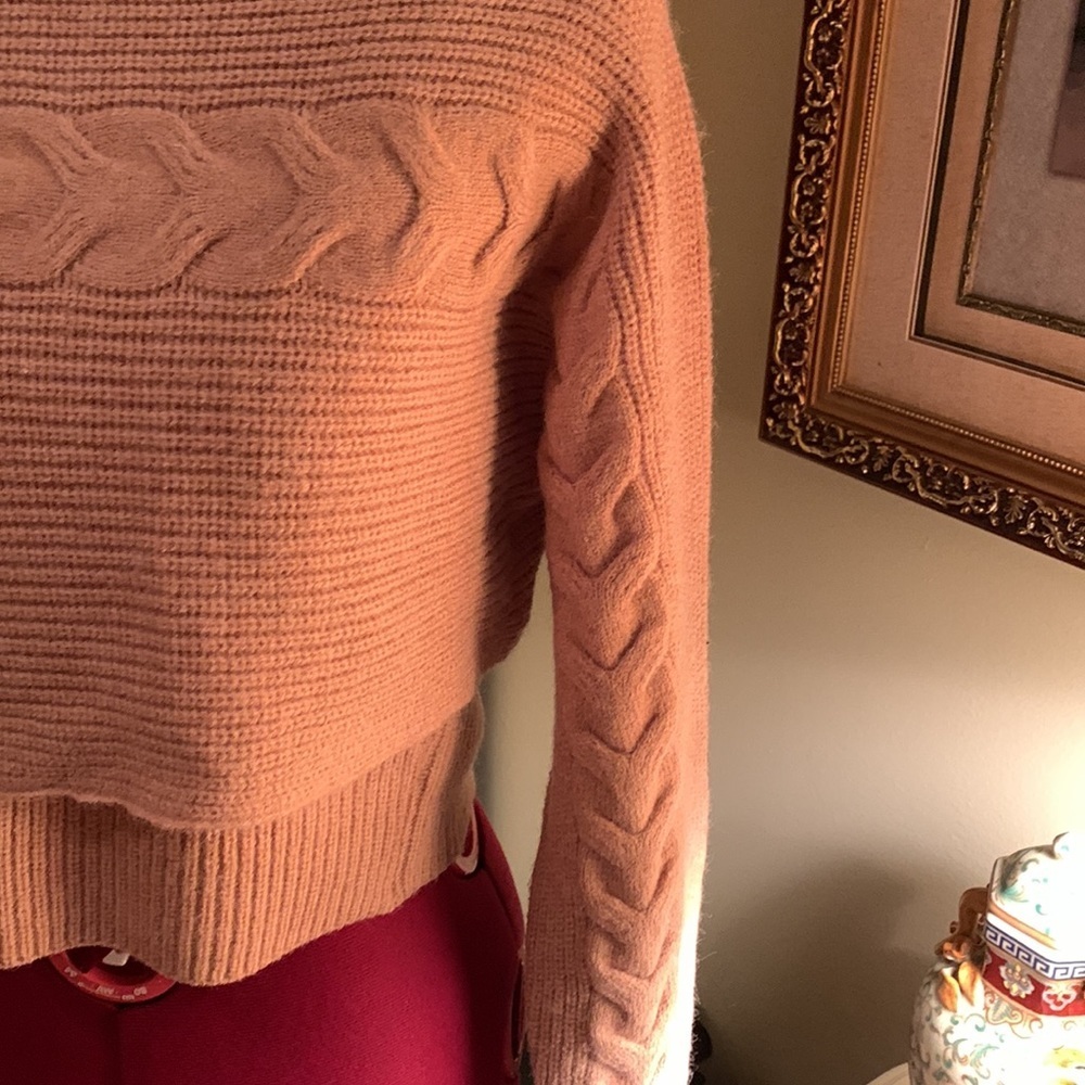 SHEIN Peach Cropped 2pc Sweater Set L Cable Knit + Tank NWOT - Picture 5 of 11